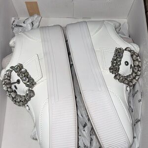 Karl Lagerfeld White Sneakers with Silver Accents